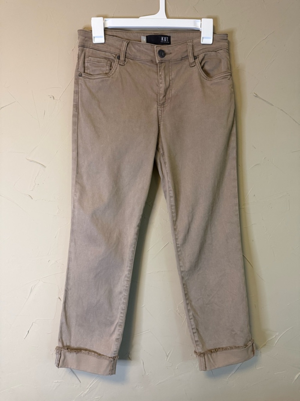KUT From The Kloth Jeans Women's 6 Brown Amy Crop Straight Leg Casual Pockets